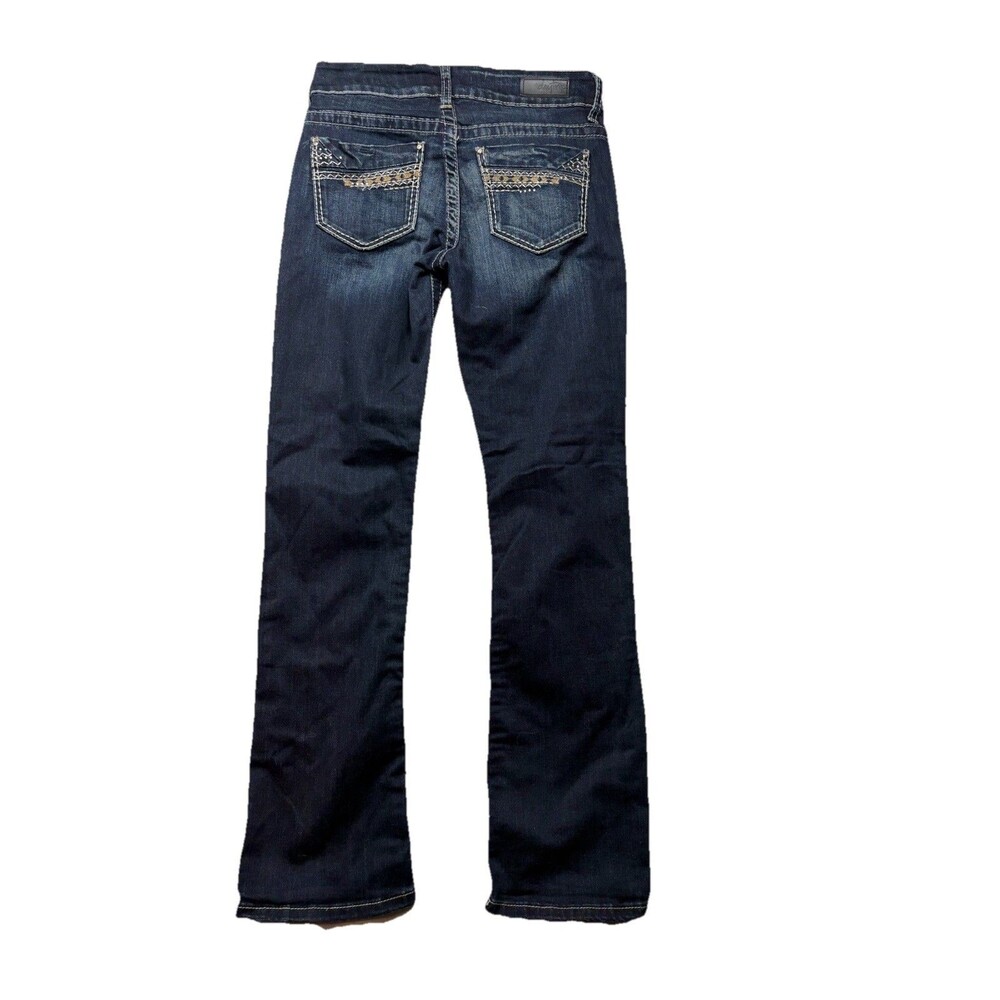 Daytrip Womens Lynx Bootcut Boot Cut Jeans Blue Embroidered Stone Wash Denim 27R - Picture 6 of 7